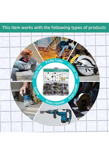 Elektrikli Motor Karbon Fırça Seti - 10 Boyutlu 40'lı Yedek Tamir Seti, Elektrikli Alet Parçalarının Onarımı Için Uygundur (Yurt Dışından) indirimleri