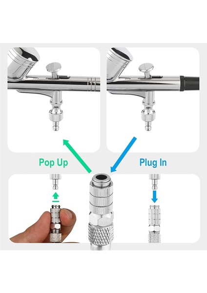 Airbrush Hızlı Bağlantı Elemanı Serbest Bırakma Bağlantı Adaptörü Kiti, 5 Adet 1/8 Inç Dişi Konnektör ve 1 Erkek Adaptör (Yurt Dışından) modelleri