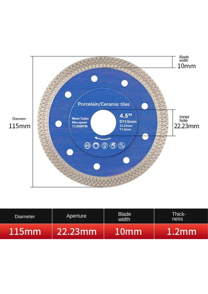 Fayans, Seramik, Mermer, Levha, Granit, Taş Kesme Bıçakları ve Dayanıklı Malzemeler Için Testere Bıçakları 115X22.23MM (Yurt Dışından) indirimleri