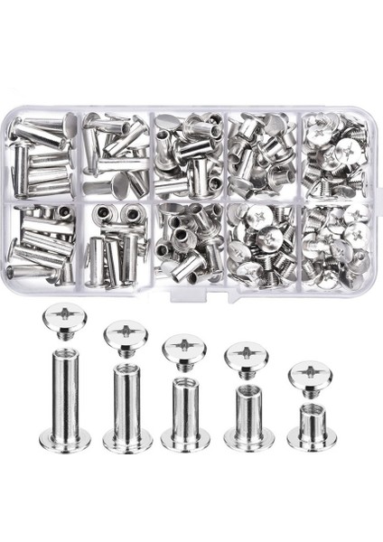 80 Takım Chicago Vidaları 5 Boyut 6, 10, 12, 15, 18 mm Cilt Vidaları, Çiviler, Perçinler, Deri, Kitap Ciltçiliği, Albüm, Kendin Yap El Sanatları Için (Yurt Dışından)