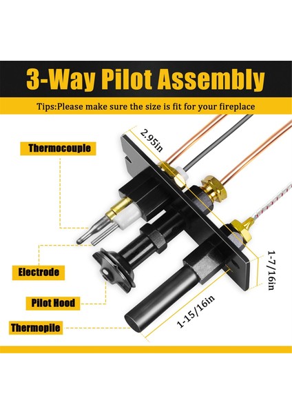 10002264 Propan ve Doğal Gaz Pilot Tertibatı, 10002265 Lp ve Ng 3 Yollu Pilot Değişimi Majestic, Temco ve Şömineler Için (Yurt Dışından) fiyatları