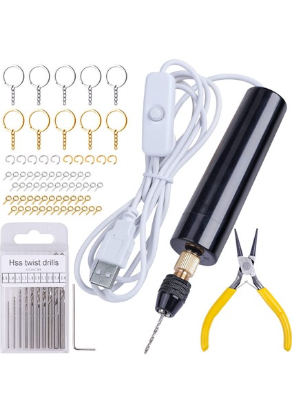 74 Parça Elektrikli Reçine Matkap Seti, 3 Çeneli Kelepçe ile - Daha Geniş Delme Aralığına (0-3 Mm) Uygun, Anahtarlık Yapım Seti (Yurt Dışından)