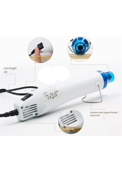 300W Sıcak Hava Makinesi Mini Sıcaklık Üfleyici Elektrikli Sıcak Kurutma Makinesi El Sanatları Kabartma Shrink Sarma Pvc Ab Fişi D (Yurt Dışından) modelleri