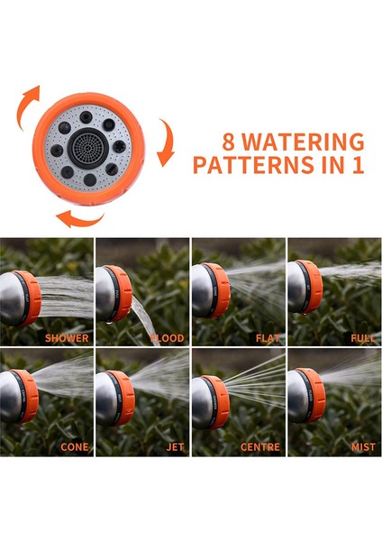 Bahçe Hortumu Ucu, 8 Desenli Yüksek Basınçlı Hortum Püskürtücü, Köpek Yıkama, Sabunluklu Su Hortumu Ucu (Yurt Dışından) modelleri