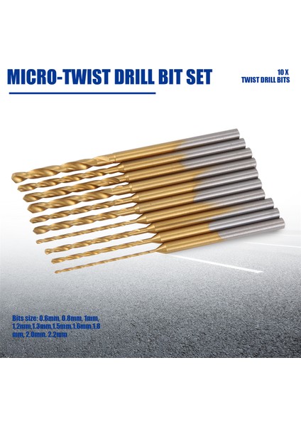 Micro-Twist Matkap Ucu Seti - 10 Adet 0,6 mm - 2,2 mm Küçük Matkap Ucu 2,35 Şaftlı Hss Mini Gravür Matkap Uçları Delik Delme Aleti (Yurt Dışından) fırsatları