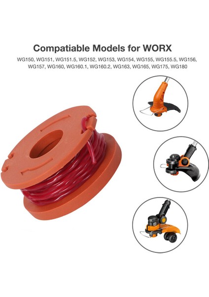 Worx Için 9'lu Yedek Makaralı Çim Biçme Makinesi Misinası, 8'li Makara ve 1 Kapaklı Çim Biçme Makinesi Aksesuarları (Yurt Dışından) fırsatları