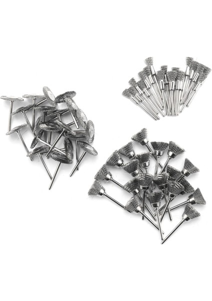 60 Adet 3mm Saplı Tel Tekerlek Fırçası Mini Matkap Için Çelik Döner Fırça (Yurt Dışından)