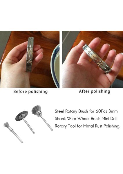 60 Adet 3mm Saplı Tel Tekerlek Fırçası Mini Matkap Için Çelik Döner Fırça (Yurt Dışından) fiyatları