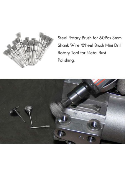 60 Adet 3mm Saplı Tel Tekerlek Fırçası Mini Matkap Için Çelik Döner Fırça (Yurt Dışından) modelleri
