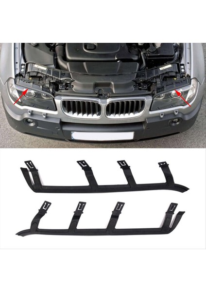 1 Çift Siyah Ön Far Contası Üst Braketi Bmw X3 E83 2004-2010 63126939273 63126939274 Için Uygundur (Yurt Dışından) fiyatları
