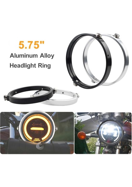 Evrensel Siyah 5,75 Inç Alüminyum Yuvarlak Far Muhafazası Far Trim Halkası Montaj Braketi Motosikletler (Yurt Dışından) fiyatları