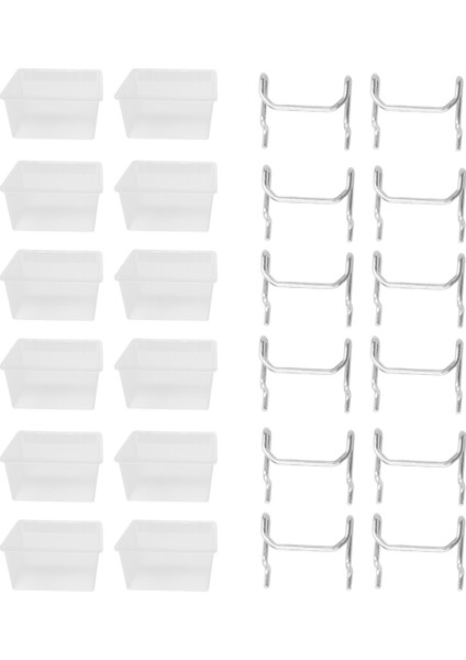 12 Parçalı Mandallı Plastik Kutu Seti - Kancalı Mandallı Kutular - Mandallı Pano Aksesuarları Tezgah Kutuları Mandallı Panoya Uygun (Yurt Dışından) fiyatları