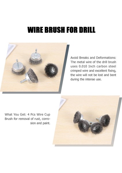 4 Parça Tel Fırça Seti, Matkap Için Tel Fırça 1/4 Inç Mil (Yurt Dışından) modelleri