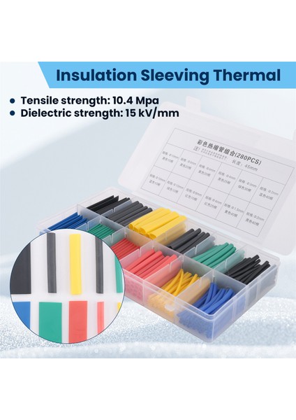 280 Adet Isıyla Daralan Makaron 2:1 Kablo Kılıfı Elektrik Teli Kablo Sarma Çeşitli Yalıtım Kılıfı Termal 5 Renk 8 Boyut Plastik Kutuda (Yurt Dışından) fırsatları