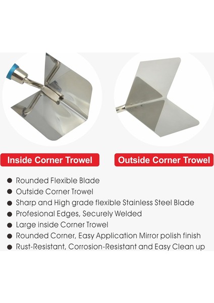 Parça Köşe Alet Seti, Yumuşak Tutacaklı Iç Köşe Bıçağı ve Dış Köşe Bıçağı, Sıvama, Tuğla Örme ve Köşe (Yurt Dışından) fırsatları