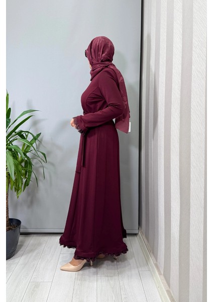 Güpür Detaylı Elbise Bordo 38823 fiyatları