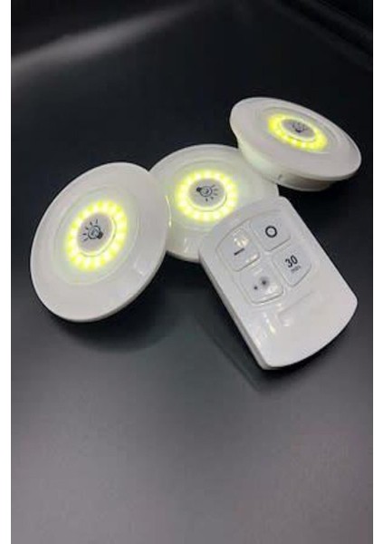 3lü Uzaktan Kumandalı Yapışkanlı Kablosuz LED Spot Lambalar modelleri