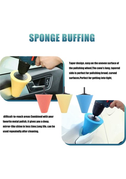 Otomotiv Tekerlek Göbeği Bakımı Için 9 Adet 1/4 Inç Saplı Sünger Parlatma ve Cilalama Konisi, Metal Cilalama Parlatma Topu (Yurt Dışından) indirimleri