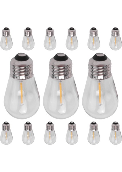 15'li Paket 3V LED S14 Yedek Ampuller Kırılmaz Dış Mekan Güneş Enerjili Ampul Dizisi Sıcak Beyaz (Yurt Dışından)
