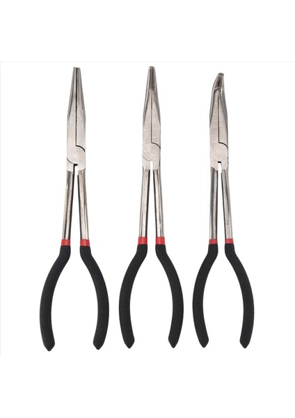 3x 11 Inç Burun Pensesi Seti Düz ve Eğik Uçlu Mekanik Alet (Yurt Dışından)