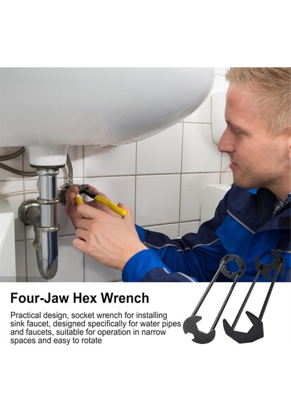 Lavabo Anahtarı, Lavabo Anahtarı Seti 7 Boyut Evrensel Lavabo Altı Tesisatçı Anahtarı Çok Fonksiyonlu Karbon Çelik Musluk Anahtarı (Yurt Dışından) modelleri