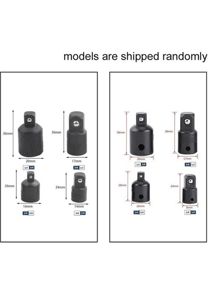 4 Adet Sürücü Soket Adaptörü Dönüştürücü Redüktör Hava Darbeli Soket Anahtarları Elektrikli Anahtar Alet Adaptörü El Aletleri Siyah (Yurt Dışından) fiyatları