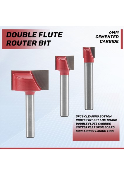 Adet Temizleme Alt Freze Ucu Seti 6mm Saplı Çift Flüt Karbür Kesici Düz Spoilboard Yüzey Planlama Aracı (Yurt Dışından) fırsatları