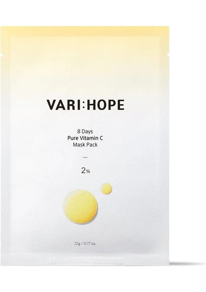 Varı:hope 8 Days Brıghtenıng Mask Wıth Pure Vıtamın C 1box (5ea) C Vitamini Içeren Aydınlatıcı ve Canlandırıcı Maske