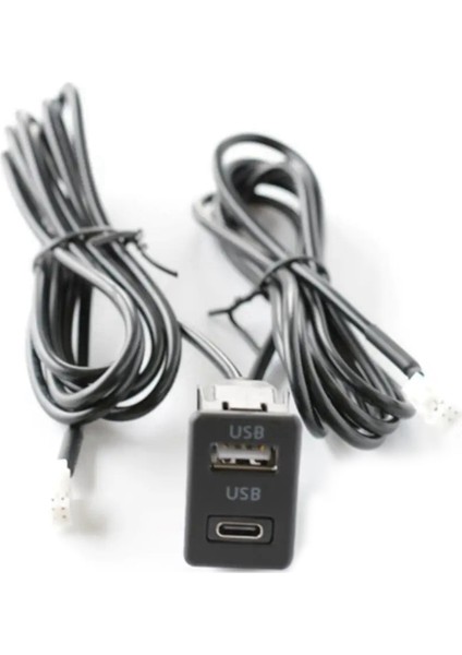 Araç Gösterge Paneli Montajı USB + Type-C Port Panel Arayüzü Uzatma Kablosu Adaptörü Araç Gösterge Paneli Araç Navigasyon USB Soketi (Yurt Dışından)
