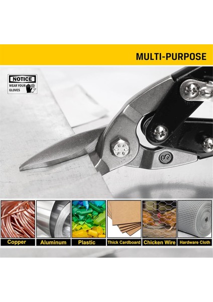 10 Inç Havacılık Teneke Makası, Sac Metal Kesmek Için Ağır Hizmet Tipi Metal Kesici Makas, Düz Kesim, Krom Vanadyum Çelik (Yurt Dışından) modelleri