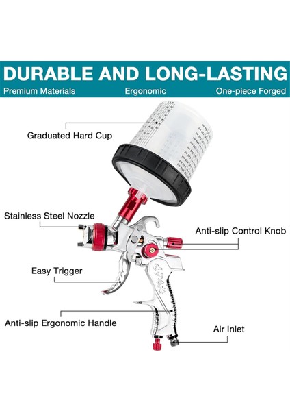 Hvlp Hava Sprey Tabancası Seti, Tek Kullanımlık Boya Haznesi, 600CC, Hava Kompresörü, Su/yağ Ayırıcı, Mobilya Kendin Yap Boyama Için (Yurt Dışından) fırsatları