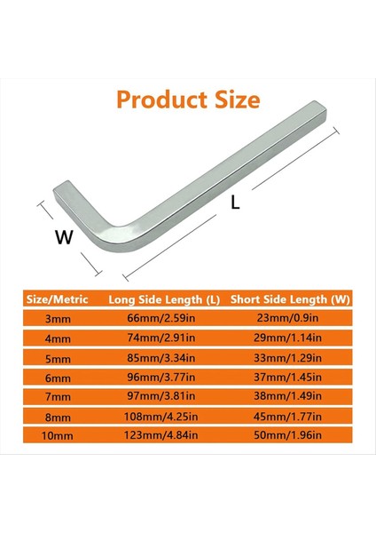 7 Parça Kare Başlı Anahtar Seti L Şeklinde Kare Anahtar Takımı 3-10MM (Yurt Dışından) fiyatları