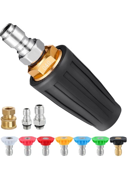 4000PSI Basınçlı Yıkama Makinesi Uç Seti - 1/4 Inç ve 3/8 Inç Hızlı Bağlantılı, 7 Nozullu Verimli Turbo Nozullu Güç Yıkayıcı (Yurt Dışından)