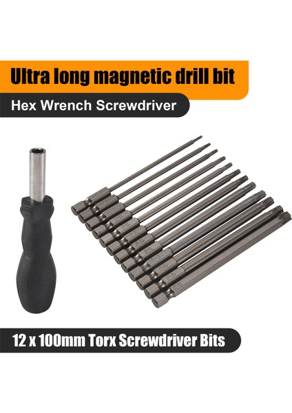 13 Adet 100 mm Torx Uzun Tornavida Uç Seti, Manyetik Torx Uç Seti T6-T40, 1/4 Inç Altıgen Şaftlı Elektrikli Tornavida Aletleri (Yurt Dışından) indirimleri