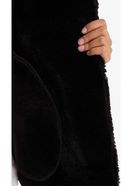 Regular Fit Suni Kürk Astarlı Fermuarlı Suni Deri Ceket Mont F1822AX25WN