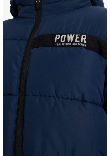 Erkek Çocuk Su İtici Kapüşonlu Polar Astarlı Parka E9374A825WN