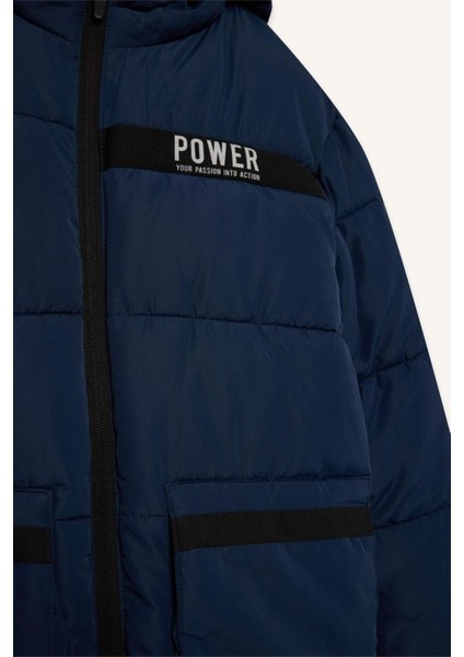 Erkek Çocuk Su İtici Kapüşonlu Polar Astarlı Parka E9374A825WN
