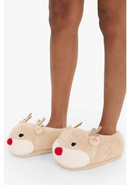 Kadın Yılbaşı Temalı Düz Taban Panduf A8388AX25WN fiyatları