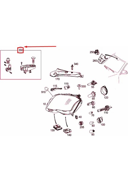 Mercedes-Benz Glk-Class X204 2008-2012 A2048200714 A2048200814 Için Sol+Sağ Far Braketi Tamir Takımı Sabit Pençe (Yurt Dışından) fiyatları