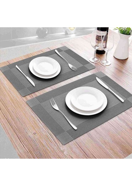 Placemat Çapraz Dokunma Dokuma Slip Olmayan Yalıtım Placemat Yıkanabilir Masa Paspasları Seti 8 (8 Pcs Placemats Gümüş Gray) (Yurt Dışından) modelleri