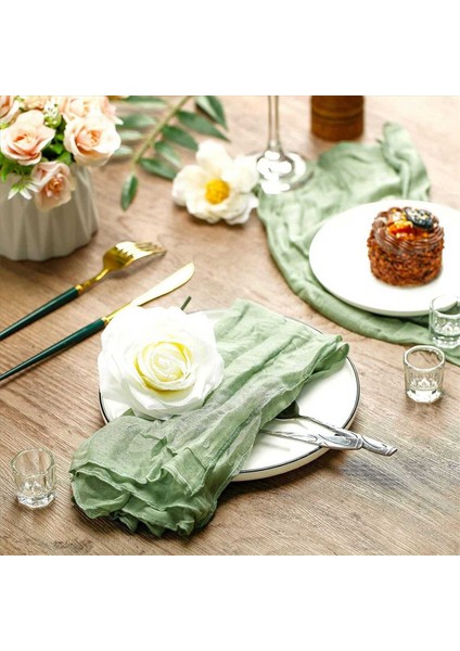Gazlı Bez Peynirli Peçeteler Buruşuk Akşam Yemeği Peçeteleri Masa Peçeteleri Dekoratif Kumaş Peçeteler (Yeşil 24 Paket) (Yurt Dışından) fiyatları