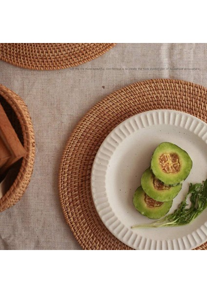 3x Rattan Dokuma Placemats Yuvarlak Paspaslar Kaymaz Isıya Dayanıklı Yer Mat Hasır Placemat Sıcak Yemekler Için Trivets Yuvarlak (Yurt Dışından)