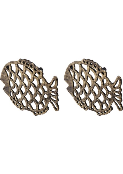 2x Dökme Demir Balık Trivet 7 5X6INCH Dekoratif Vintage Desen ve Kauçuk Ayaklar ile Sıcak Yemekler Için (Yurt Dışından)