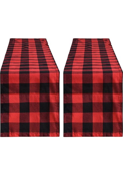 2x Buffalo Check 13X70INCH Siyah ve Kırmızı Ekose Masa Koşucu Parti Noel Etkinlikleri Için Yemek Masa Koşucuları Ev Dekor (Yurt Dışından)