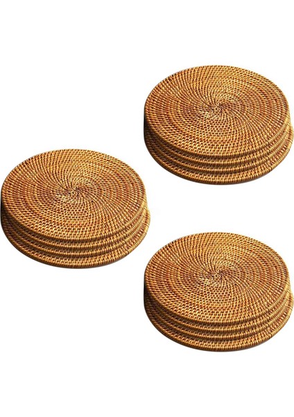 12 Adet Sıcak Yemekler Için Rattan Trivets Tablo Sıcak Pedler Masa Için Dayanıklı Pot Tutucu Mutfak Için Isıya Dayanıklı Paspaslar (Yurt Dışından)