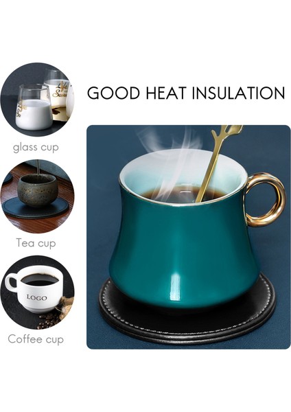 6 Deri Içecek Bardak Seti Ev ve Mutfak Için Siyah Kılıf Mat Pedi Siyah (Yurt Dışından) modelleri