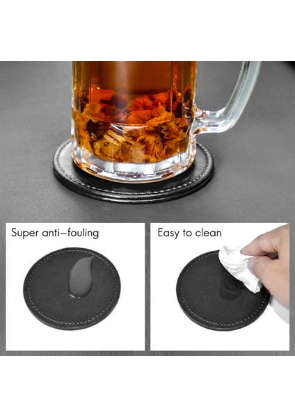 6 Deri Içecek Bardak Seti Ev ve Mutfak Için Siyah Kılıf Mat Pedi Siyah (Yurt Dışından) indirimleri