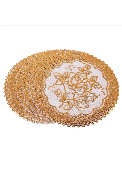 6 Zarif Altın Tonlu Çiçek Yemek Masa Bardak Altlığı Seti (Yurt Dışından)