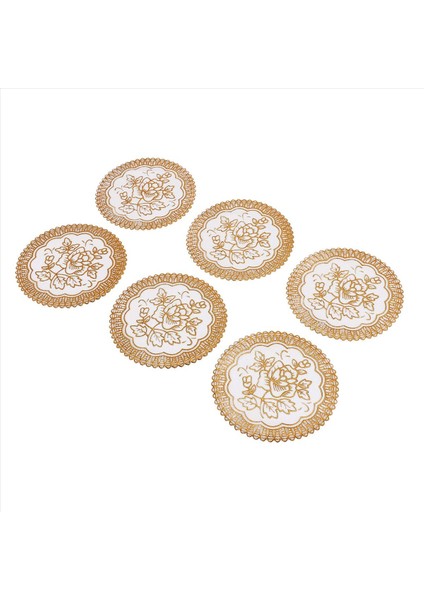 6 Zarif Altın Tonlu Çiçek Yemek Masa Bardak Altlığı Seti (Yurt Dışından) modelleri