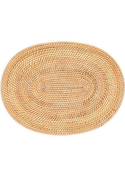 2 Adet Oval Rattan Placemat Doğal Rattan El Dokuması Çay Töreni Aksesuarları Yemek Odası Mutfak Vb (Yurt Dışından)